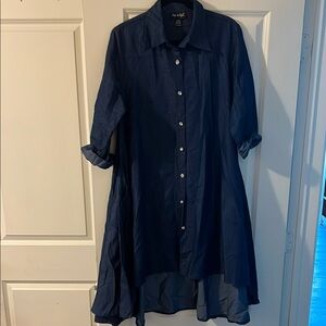 Anthropologie Blue and White High Low Shirt Dress